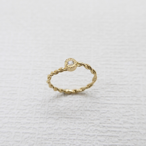 White topaz twist ring (SV/18Kgp) 4枚目の画像