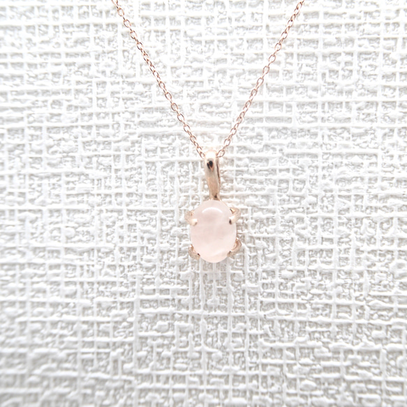 Rose quartz Necklace (PG/SV) 5枚目の画像