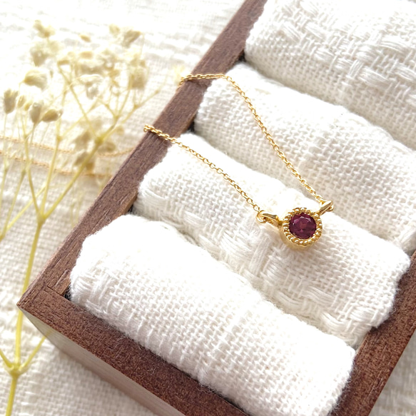 Rhodolite Garnet necklace(SV/18Kgp) 1枚目の画像