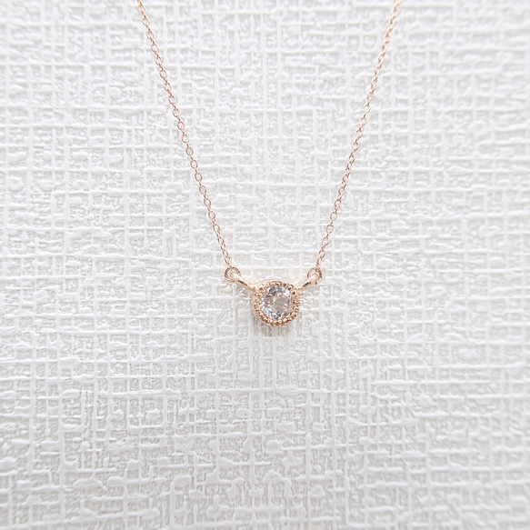 White topaz necklace(SV/PG) 2枚目の画像