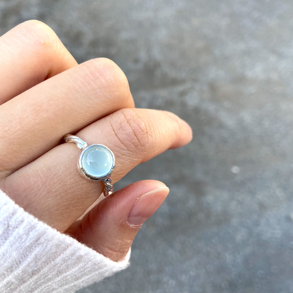 【1点もの】Sea-blue chalcedony ring (SV) 3枚目の画像