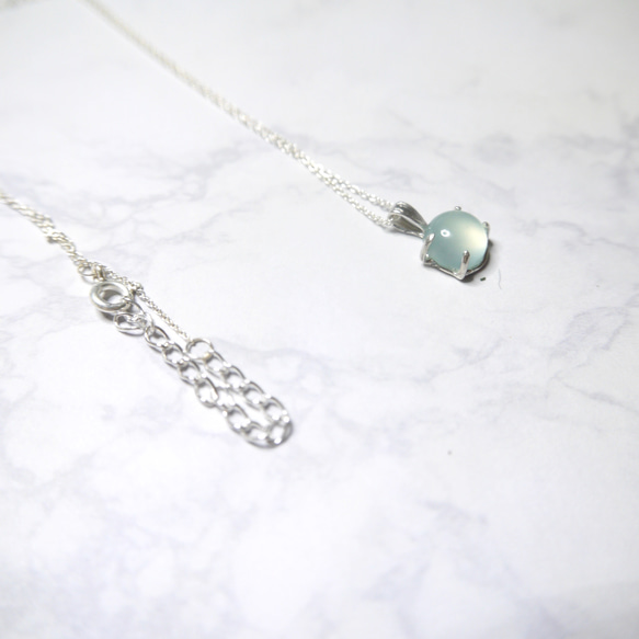 Sea-blue chalcedony necklace(SV) 4枚目の画像