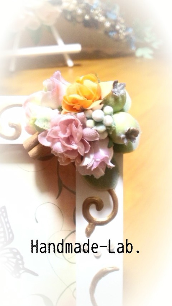 林檎とお花のフォトフレーム＊ピンク系 3枚目の画像