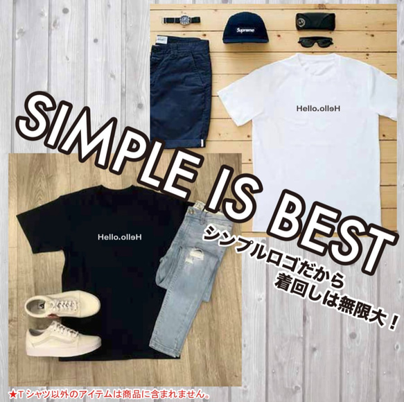 【送料無料】 韓流 シンプル オリジナルロゴTシャツ Hello 2枚目の画像