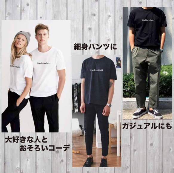 【送料無料】 韓流 シンプル オリジナルロゴTシャツ Hello 3枚目の画像