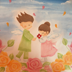 巡り会う2人A4サイズポスター　ツインレイ　結婚　天使　結婚贈り物　恋愛　薔薇　 2枚目の画像