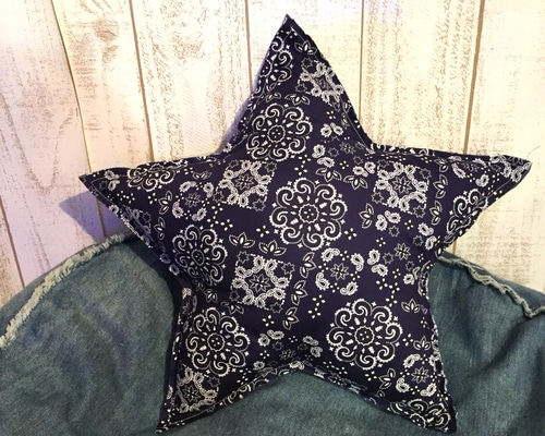 オーダー品】 座布団カバー ロボット ネイビー 星 スター