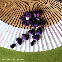 [Tsumami工藝品] Ichikoshi chirimen大麗花和梅花發套裝（紫色猩紅色） 第2張的照片