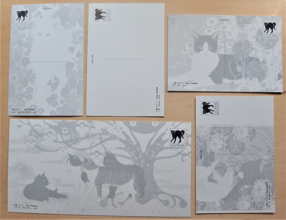 猫のポストカード5枚セット №.1（通常サイズ4枚＋大判サイズ1枚）　はがき ハガキ 絵葉書き 葉書き レター 7枚目の画像