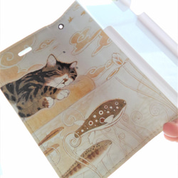 ＜iPhone＞手帳型スマホケース ベルト無し 内側印刷対応　猫  キジトラ白 サバトラ白 トラ猫 シマ猫 <調和> 8枚目の画像