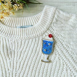 ビーズ刺繍ブローチ【クリームソーダ/レトログラス/ブルーハワイ