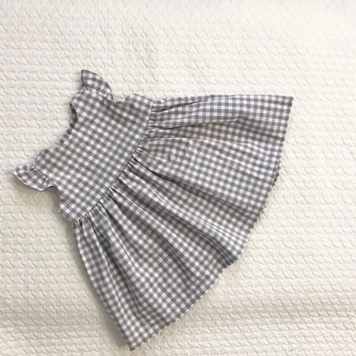 全11色／受注製作【80cm〜130cm】フリル袖のギンガムチェック子供用  