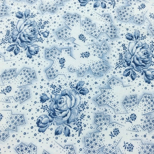 アンティーク ヴィンテージ ドイツ製 花柄 ジャーマンファブリック 青