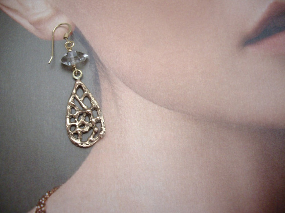 Hercymer鑽石和粉紅金融化蕾絲耳環（耳環） 第4張的照片