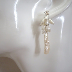 Stick Pearl女性結婚耳環SV925 第6張的照片