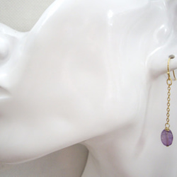 單顆紫水晶鏈耳環（耳環）金 第3張的照片