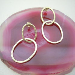黃銅雙環耳環極簡主義珠寶金填充柱 第2張的照片