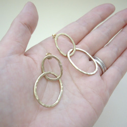 黃銅雙環耳環極簡主義珠寶金填充柱 第6張的照片