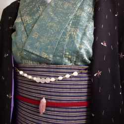 【セール】ローズクォーツとパールの羽織紐・ブレスレット　 1枚目の画像