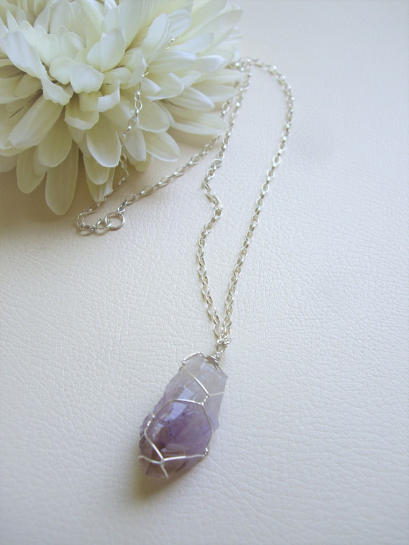 寶石紫水晶銀色長項鍊SV 925 第3張的照片