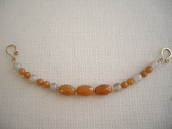 【セール】オレンジアベンチュリンの天然石羽織紐　ブレスレット　　 3枚目の画像