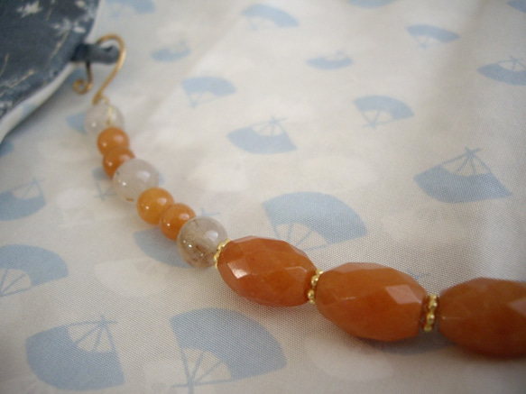 【セール】オレンジアベンチュリンの天然石羽織紐　ブレスレット　　 2枚目の画像