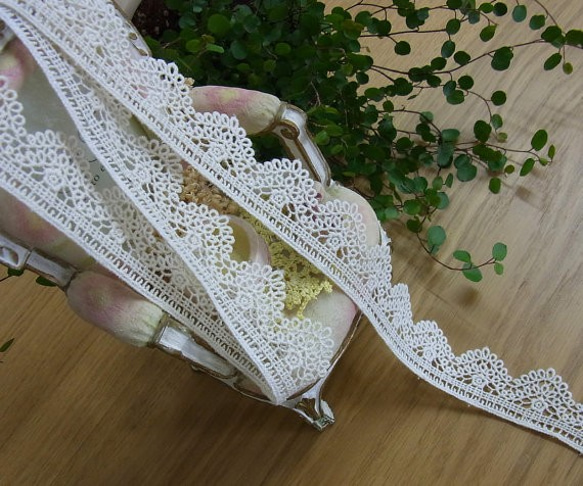 大きな花刺繍幅広レース3メートル 味わい深