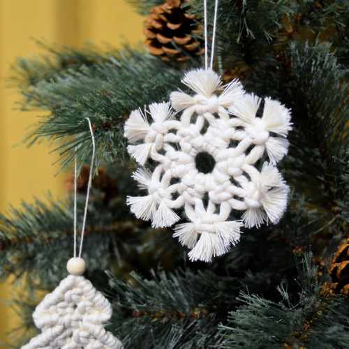 マクラメ編みのクリスマスオーナメント☆ツリーセット〈エシカル