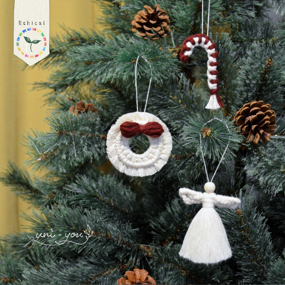 マクラメ☆クリスマス☆ガーランド(white)