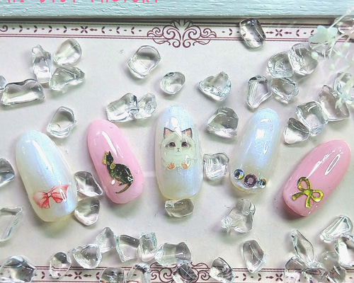 ■専用ページ【春さま】オーダーネイルチップ4点 サイズオーダー♡グラデーションマーメイドネイルチップ ブルー