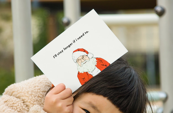 一風変わったサンタさんのメッセージ入りクリスマスカード［3枚セット］ 1枚目の画像