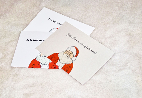 一風変わったサンタさんのメッセージ入りクリスマスカード［3枚セット］ 3枚目の画像