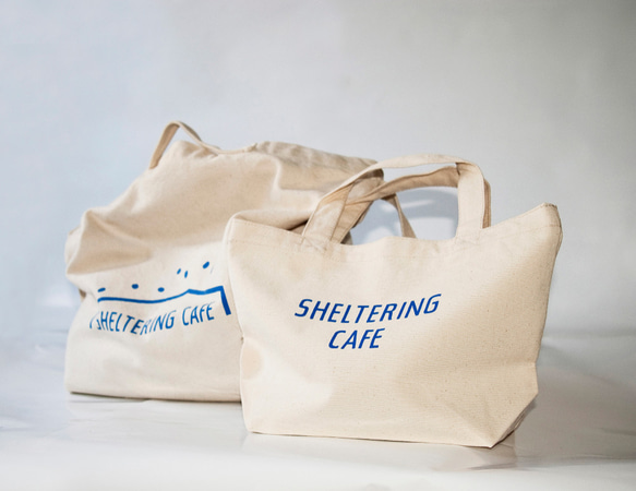 SHELTERING CAFE _ ランチバッグ ［ナチュラル × ブルー］ 2枚目の画像