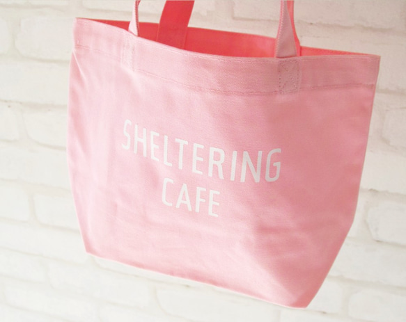 SHELTERING CAFE _ ランチバッグ ［ライトピンク × ホワイト］ 3枚目の画像