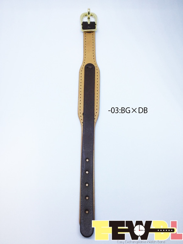 EASY EXCHANGEABLE WATCH BAND LADEIS  -03：BG×DB 日本製　革　時計 1枚目の画像