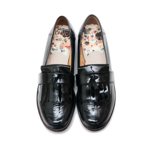 クツネ ローファー LOAFER OX ENAMEL エナメル 黒 KUSTUNE スリッポン