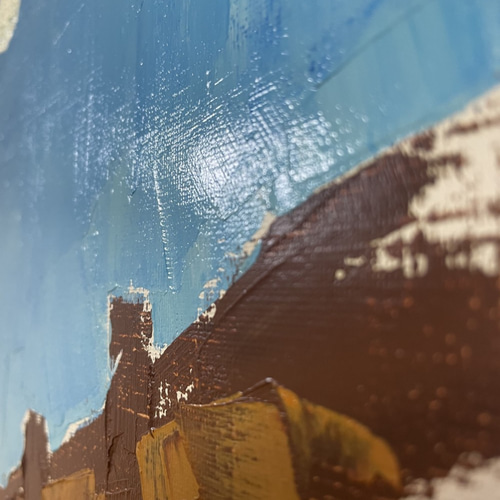 手描き抽象画（油絵）：「月の観える情景 Scenery of the moon