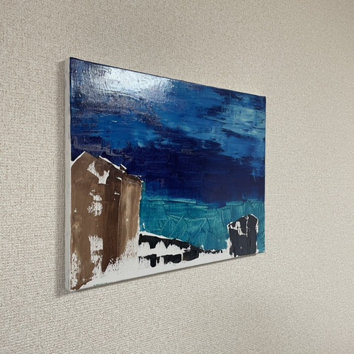 抽象画（油絵） 夜と雲の調和 Harmony between night and clouds