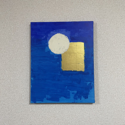 手描き抽象画（油絵）：「月の観える情景 Scenery of the moon