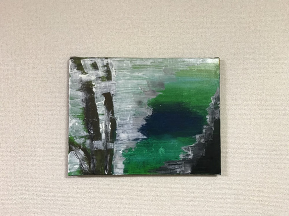 【おしゃれ】 手描き抽象画（油絵）：「静寂 ＜裏面に詩の記載付き Silene」 絵画
