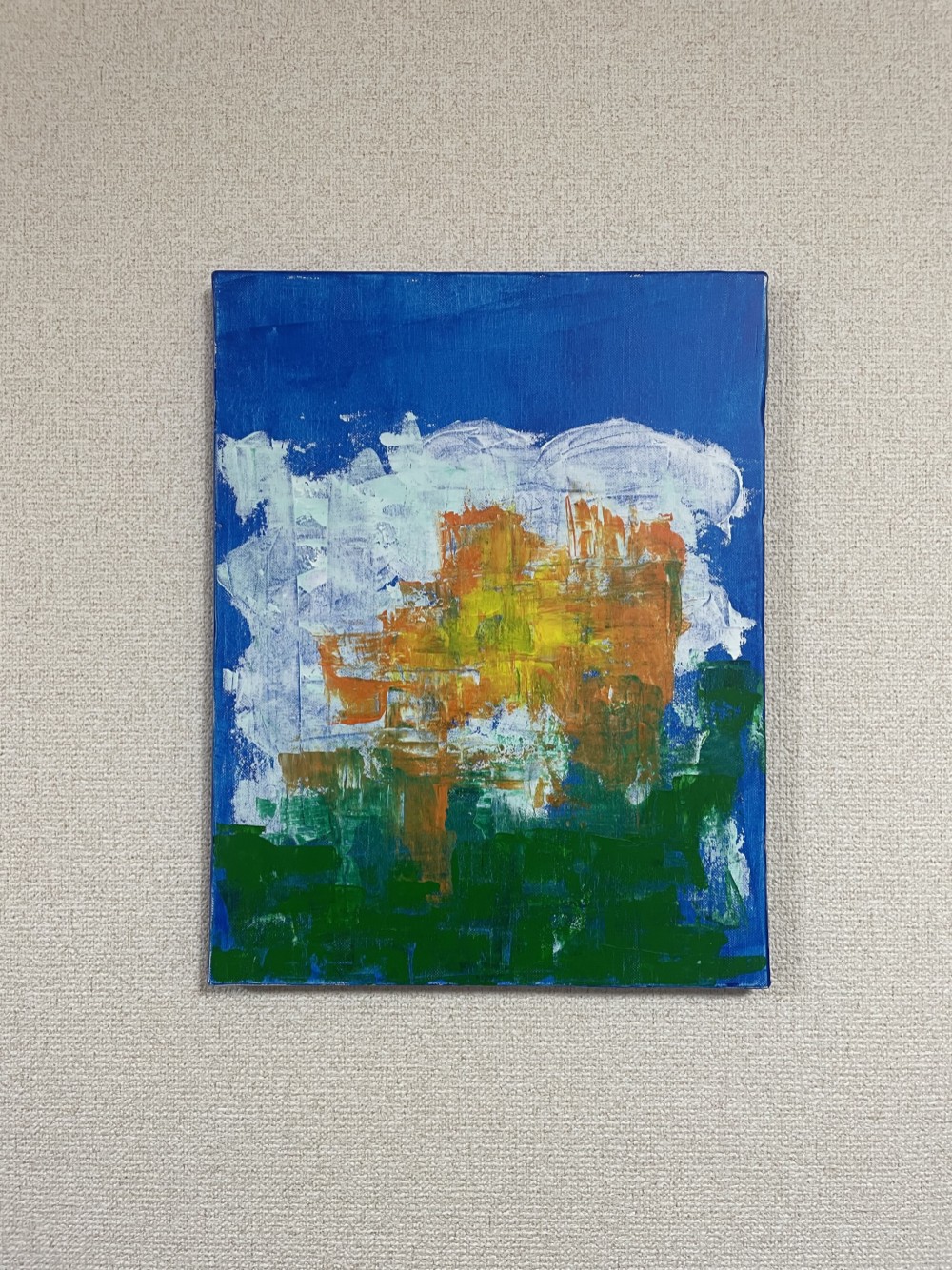 手描き抽象画（アクリル画）：「懐かしさ Nostalgia」＜裏面に詩の記載