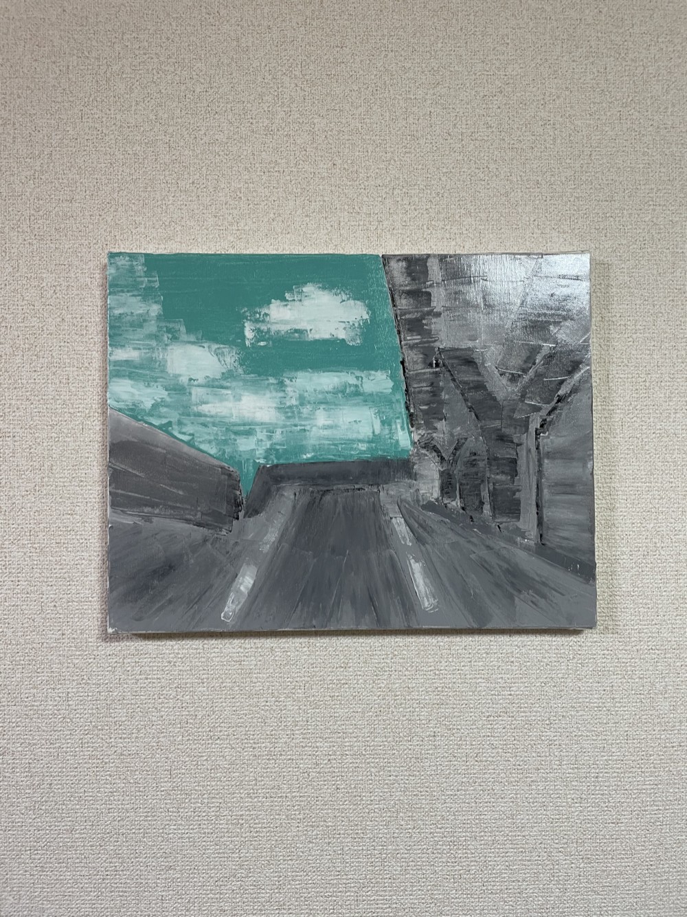 手描き抽象画（油絵）：「永遠 Eternity」＜裏面に詩の記載付き＞ F6