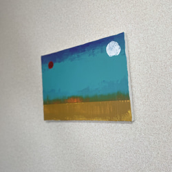 手描き抽象画（アクリル画）：「地平線 Horizon」 ＜裏面に詩の記載付き＞　Ｆ４サイズ 4枚目の画像