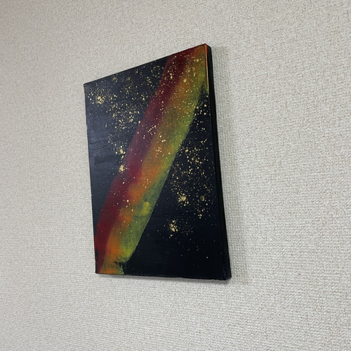 手描き抽象画（アクリル画）：「日差し Sunshine」 ＜裏面に詩の記載 