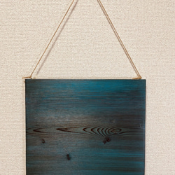 手作り木目アート：「Turquoise blue × Violet」＜表裏で別の色が楽しめます＞ 約３０ｃｍ四方サイズ 1枚目の画像