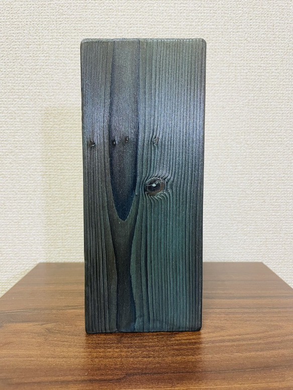 手作り木目アート：「Turquoise blue × Orange」＜裏表で別の色が楽しめます＞ 21.5×8.8cm 7枚目の画像