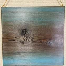 手作り木目アート：「Turquoise blue × Pink」＜表裏で別の色が楽しめます＞ 約３０ｃｍ四方サイズ 2枚目の画像