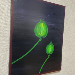 手描き抽象画（アクリル画）：「蕾」＜裏面に詩の記載付き＞　Ｆ６サイズ 4枚目の画像