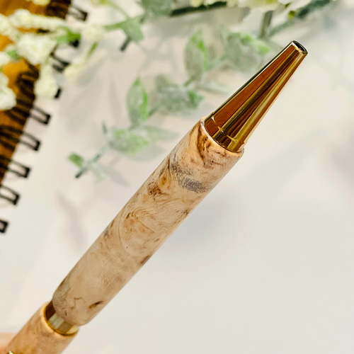 木軸万年筆　白花梨瘤 一点もの！【花梨瘤紅白】 木軸シャープペンシル UMA12 (SN_420535