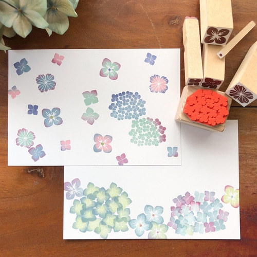 紫陽花・小花のスタンプ6点セット はんこ・スタンプ Beach field stamp